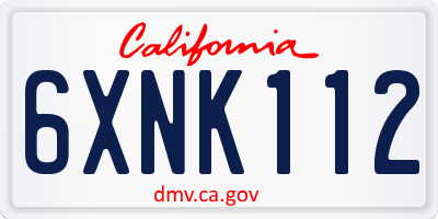 CA license plate 6XNK112