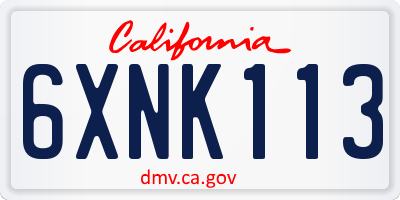 CA license plate 6XNK113