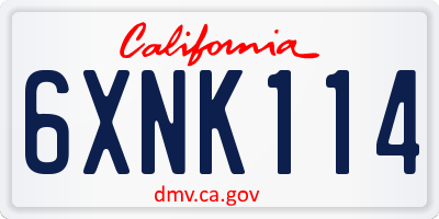 CA license plate 6XNK114