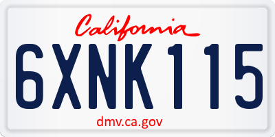 CA license plate 6XNK115
