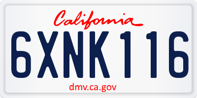 CA license plate 6XNK116