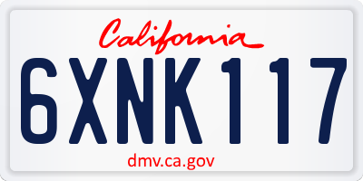 CA license plate 6XNK117