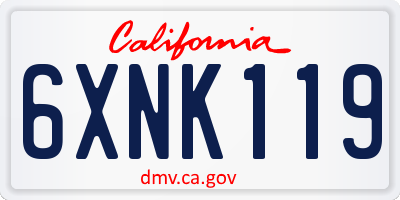 CA license plate 6XNK119