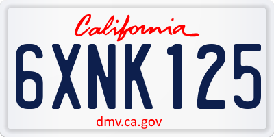 CA license plate 6XNK125