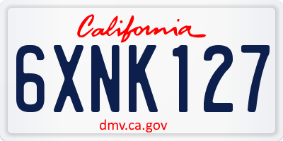 CA license plate 6XNK127