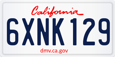 CA license plate 6XNK129