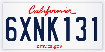 CA license plate 6XNK131