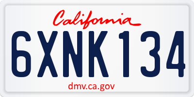 CA license plate 6XNK134