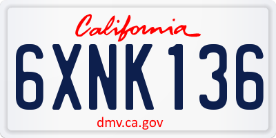 CA license plate 6XNK136