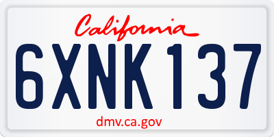 CA license plate 6XNK137