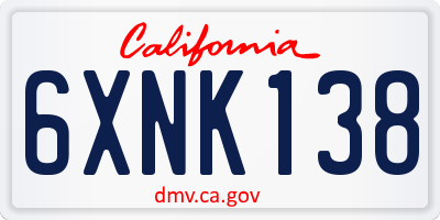 CA license plate 6XNK138
