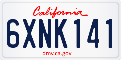 CA license plate 6XNK141