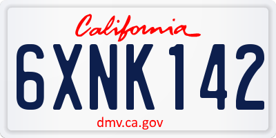 CA license plate 6XNK142