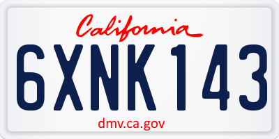 CA license plate 6XNK143