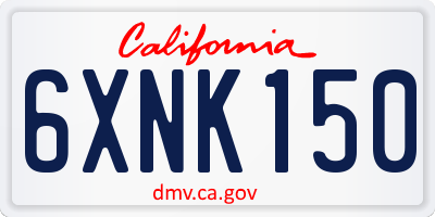 CA license plate 6XNK150