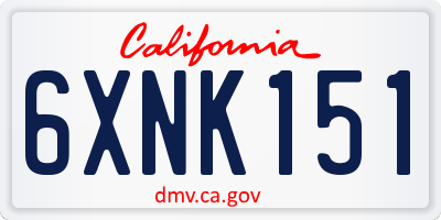 CA license plate 6XNK151