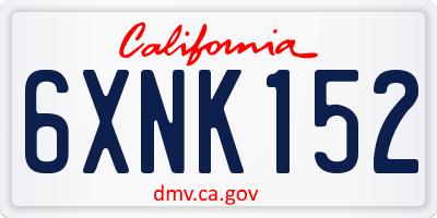 CA license plate 6XNK152