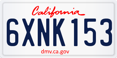 CA license plate 6XNK153