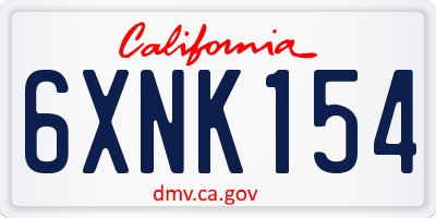 CA license plate 6XNK154