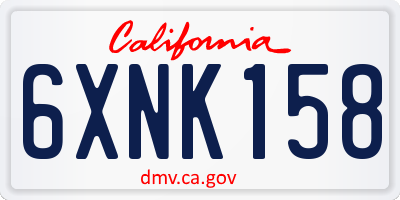 CA license plate 6XNK158