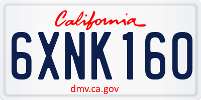 CA license plate 6XNK160