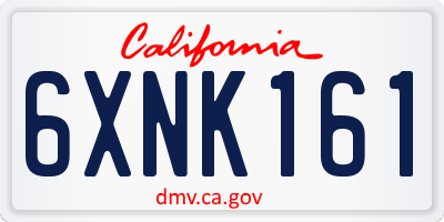 CA license plate 6XNK161