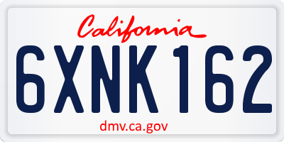 CA license plate 6XNK162