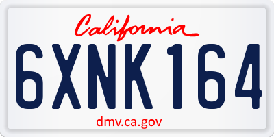 CA license plate 6XNK164