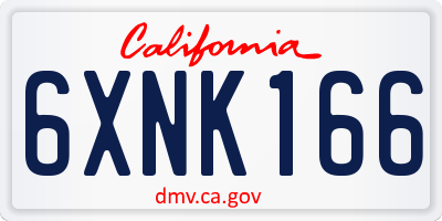 CA license plate 6XNK166