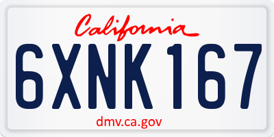 CA license plate 6XNK167