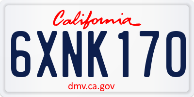 CA license plate 6XNK170