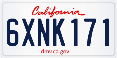 CA license plate 6XNK171