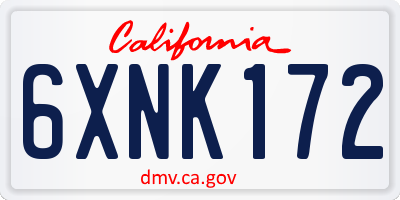 CA license plate 6XNK172