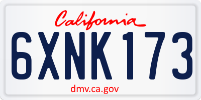 CA license plate 6XNK173