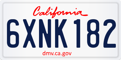 CA license plate 6XNK182