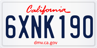 CA license plate 6XNK190