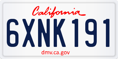 CA license plate 6XNK191