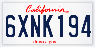 CA license plate 6XNK194