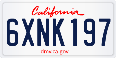 CA license plate 6XNK197