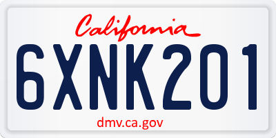 CA license plate 6XNK201