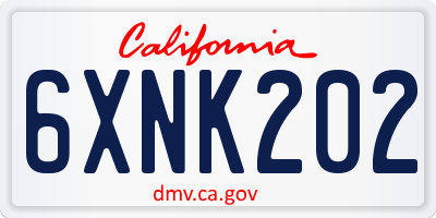 CA license plate 6XNK202