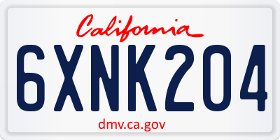 CA license plate 6XNK204