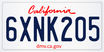 CA license plate 6XNK205