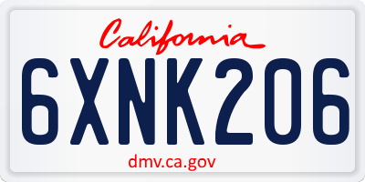 CA license plate 6XNK206