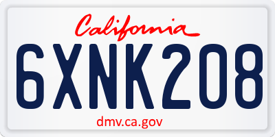 CA license plate 6XNK208