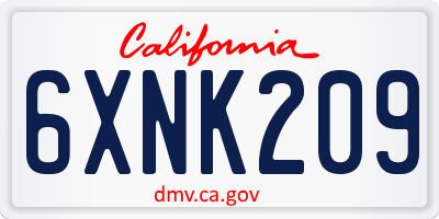 CA license plate 6XNK209