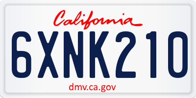 CA license plate 6XNK210