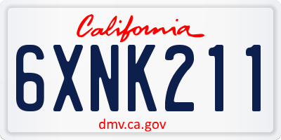 CA license plate 6XNK211