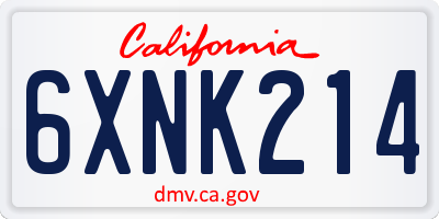 CA license plate 6XNK214