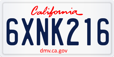 CA license plate 6XNK216